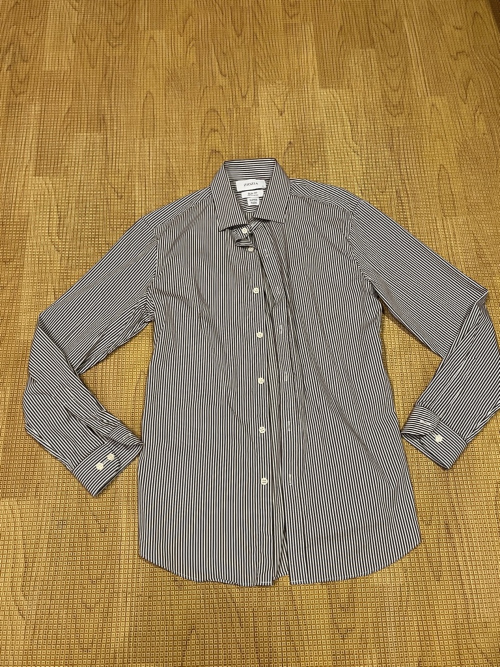 Men's Striped Dress Shirt in Brown and White